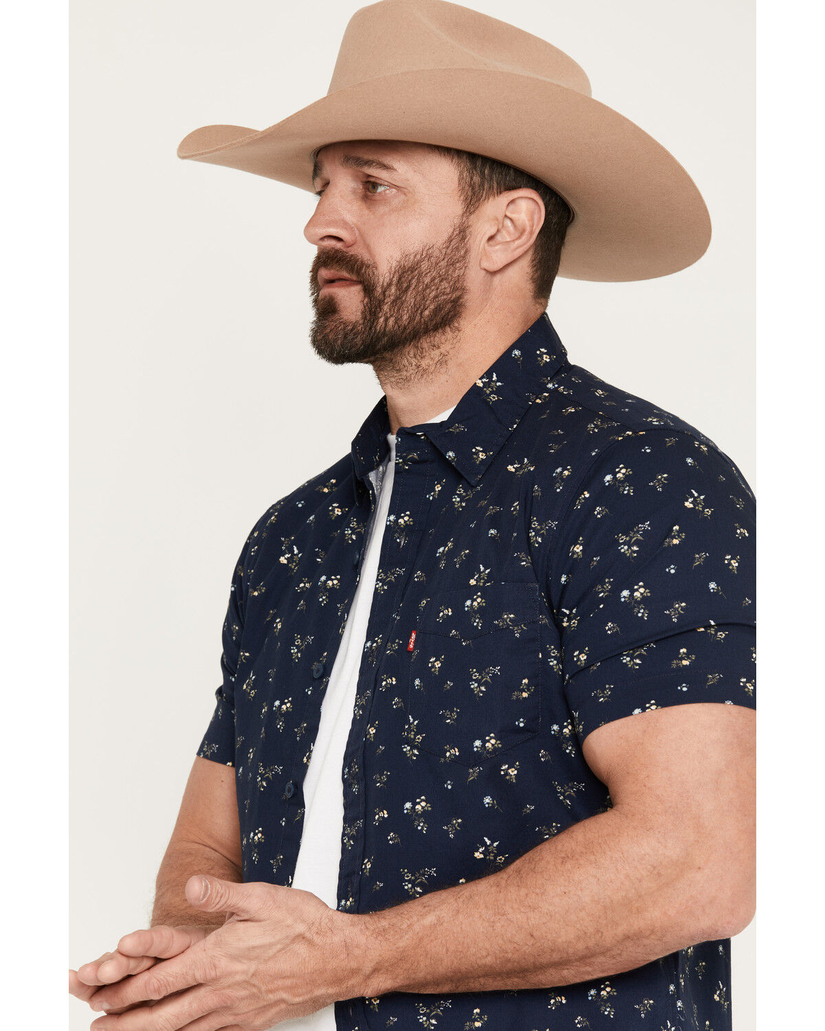 Image #2 - Levi's Men's Classic Standard Floral Print Short Sleeve Button-Down Shirt, Navy, hi-res
