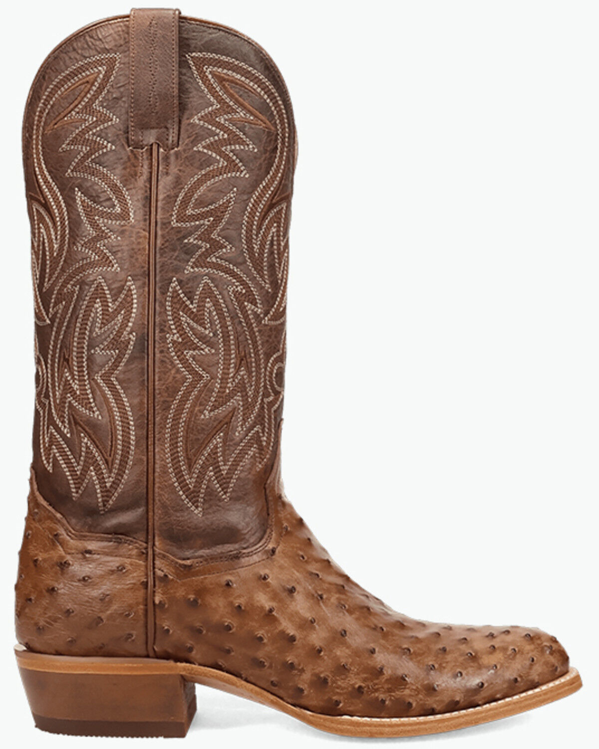 Image #2 - Dan Post Men's Gauge Exotic Ostrich Western Boots - Round Toe, Brown, hi-res