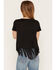 Image #4 - Cowgirl Hardware Girls' Sassy Cowgirl Embellished Fringe Short Sleeve Tee, Black, hi-res