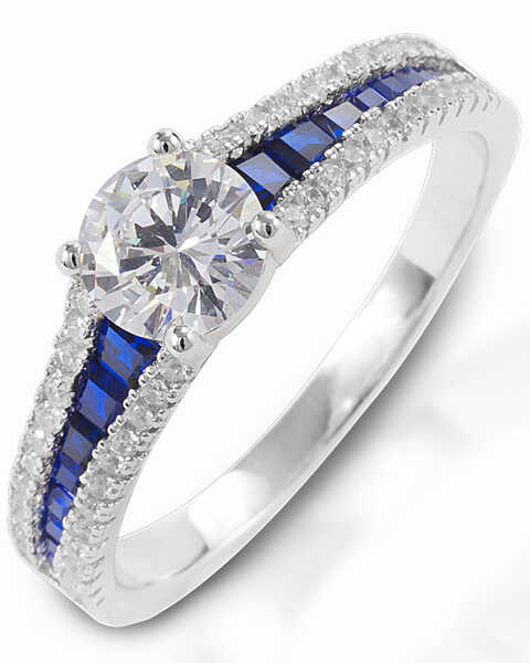Image #1 -  Kelly Herd Women's Blue Spinel Engagement Ring , Silver, hi-res