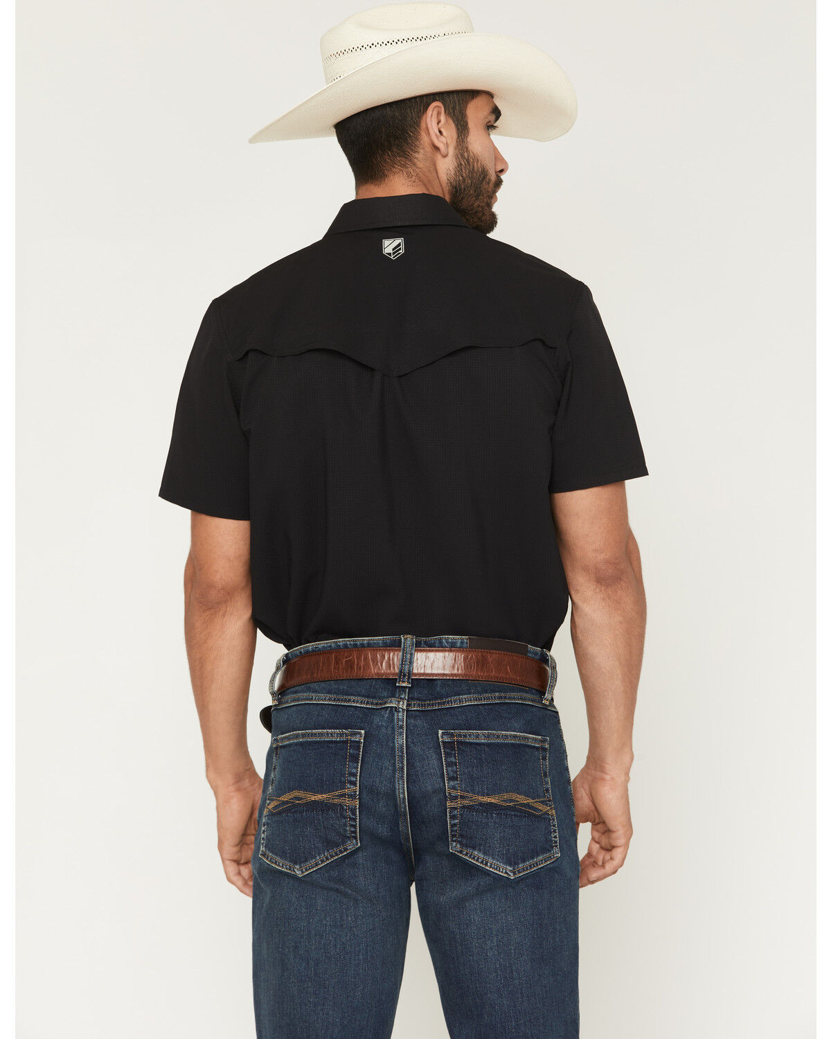 Image #4 - RANK 45&reg; Men's Ridge Solid Short Sleeve Pearl Snap Western Performance Shirt, Black, hi-res