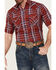 Image #6 - Ely Walker Men's Plaid Print Short Sleeve Pearl Snap Western Shirt, Red, hi-res