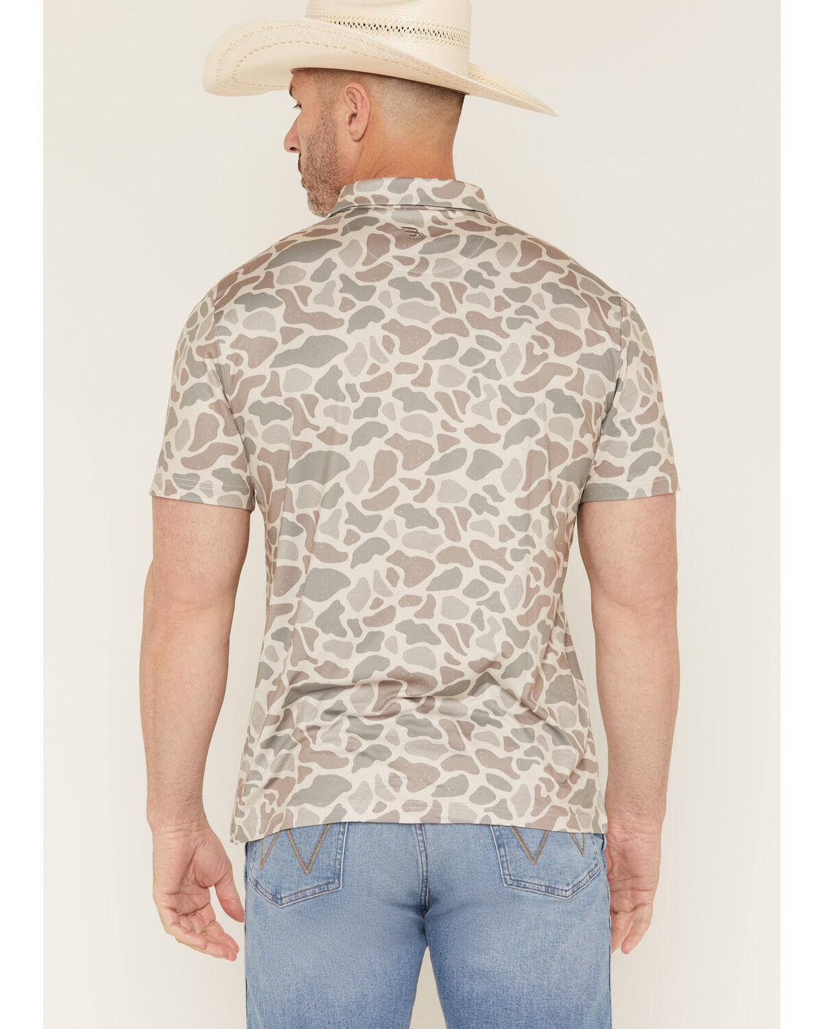 Image #4 - Burlebo Men's Deer Camo Print Short Sleeve Button-Down Stretch Polo Shirt, Camouflage, hi-res