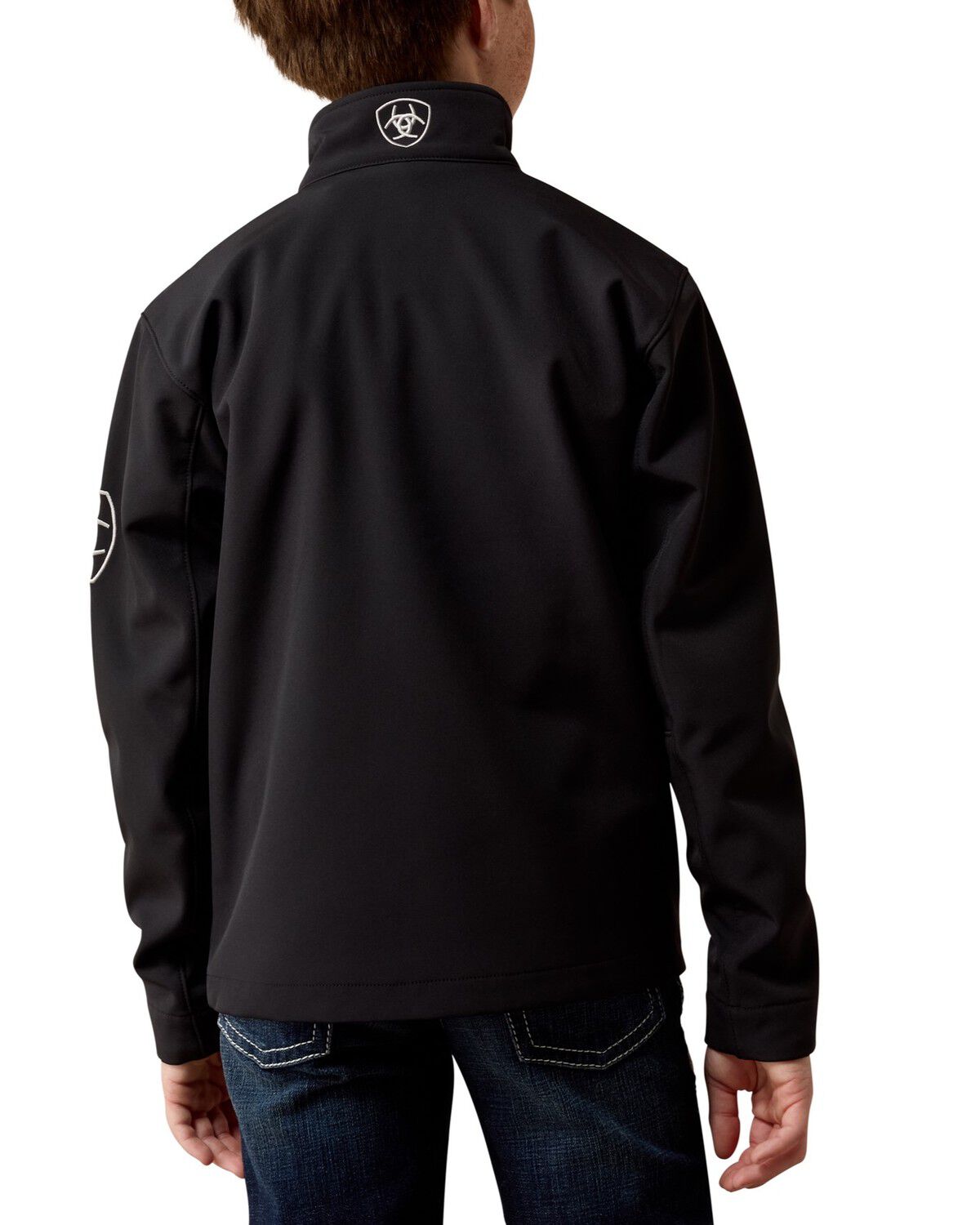 Image #3 - Ariat Boys' Logo Softshell Jacket, Black, hi-res