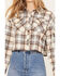Image #3 - Cleo + Wolf Women's Plaid Print Cropped Shirt, Cream, hi-res