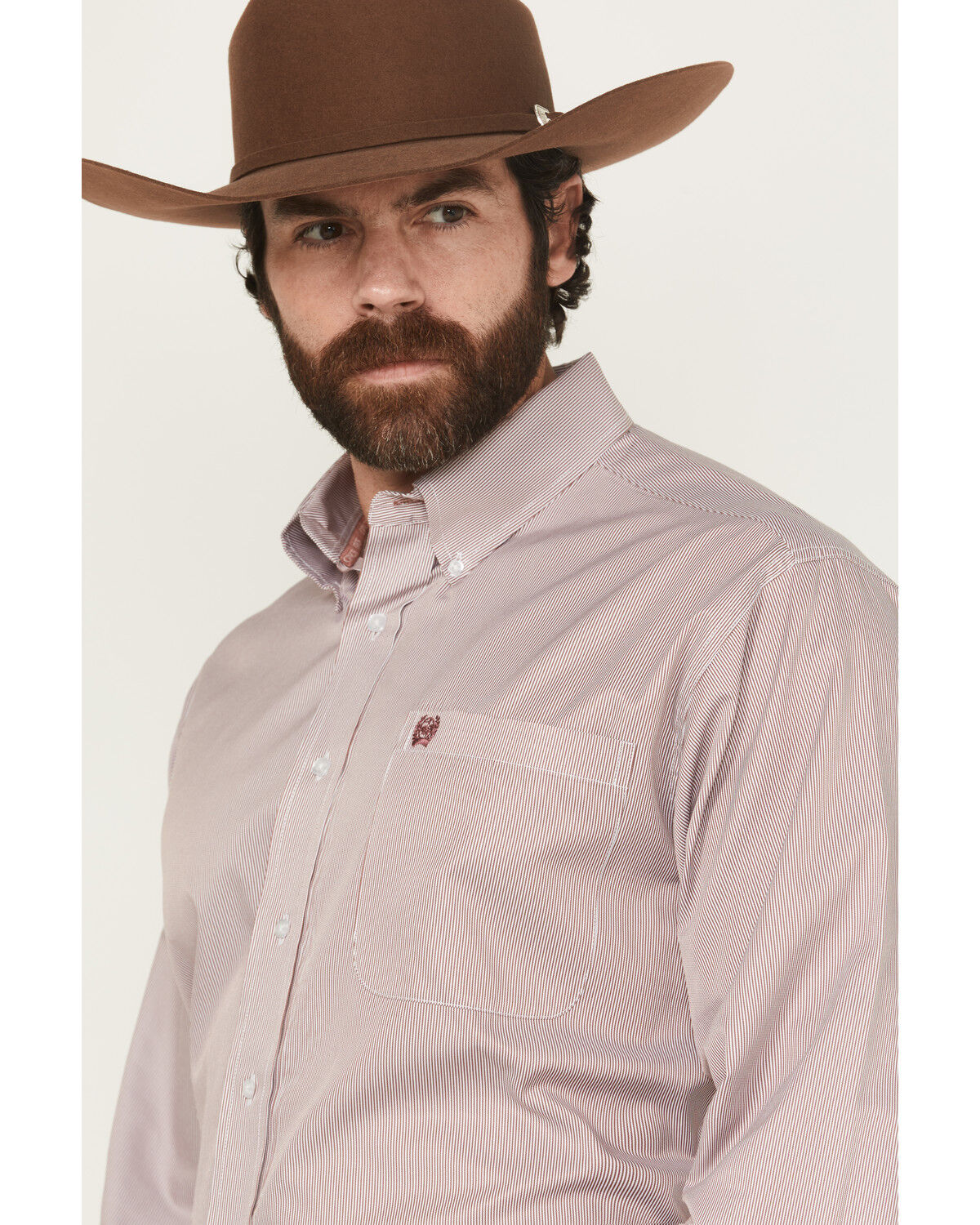Image #2 - Cinch Men's Striped Print Tencel Long Sleeve Button-Down Western Shirt, Pink, hi-res