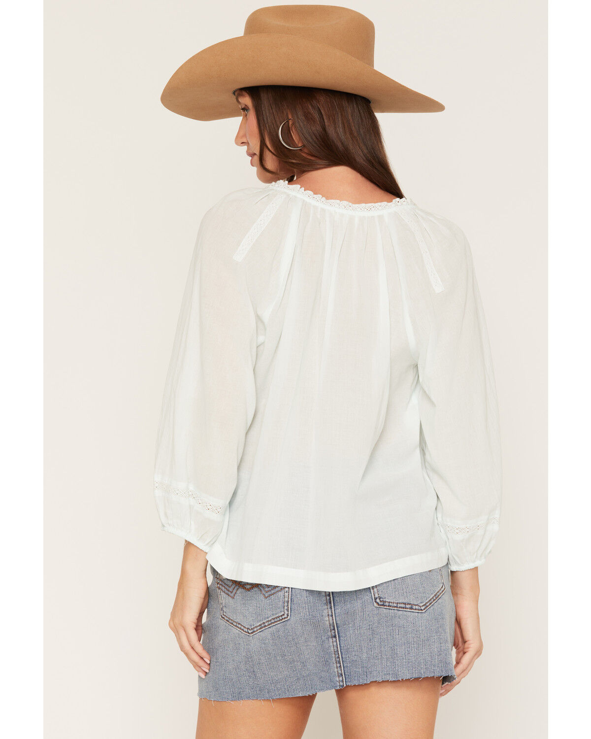 Image #4 - Lovestitch Women's Lace Long Sleeve Button-Down Shirt, Mint, hi-res