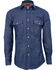 Image #5 - Wrangler Men's FR Long Sleeve Snap Western Work Shirt - Big, Blue, hi-res