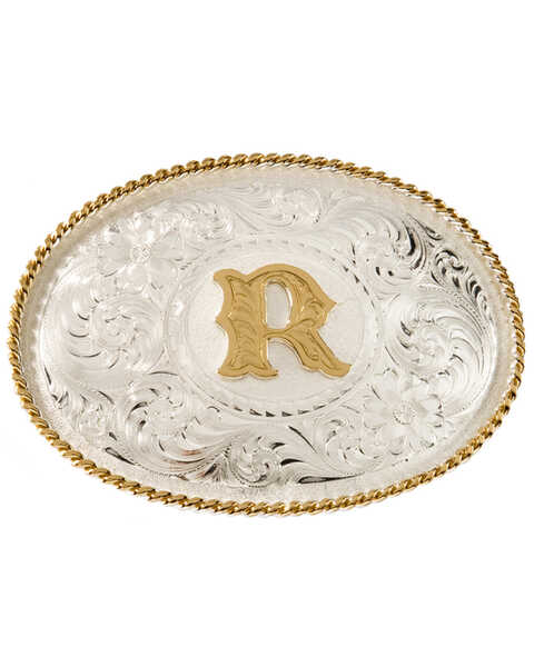 Image #1 - Montana Silversmiths Initial R Western Buckle, Silver, hi-res
