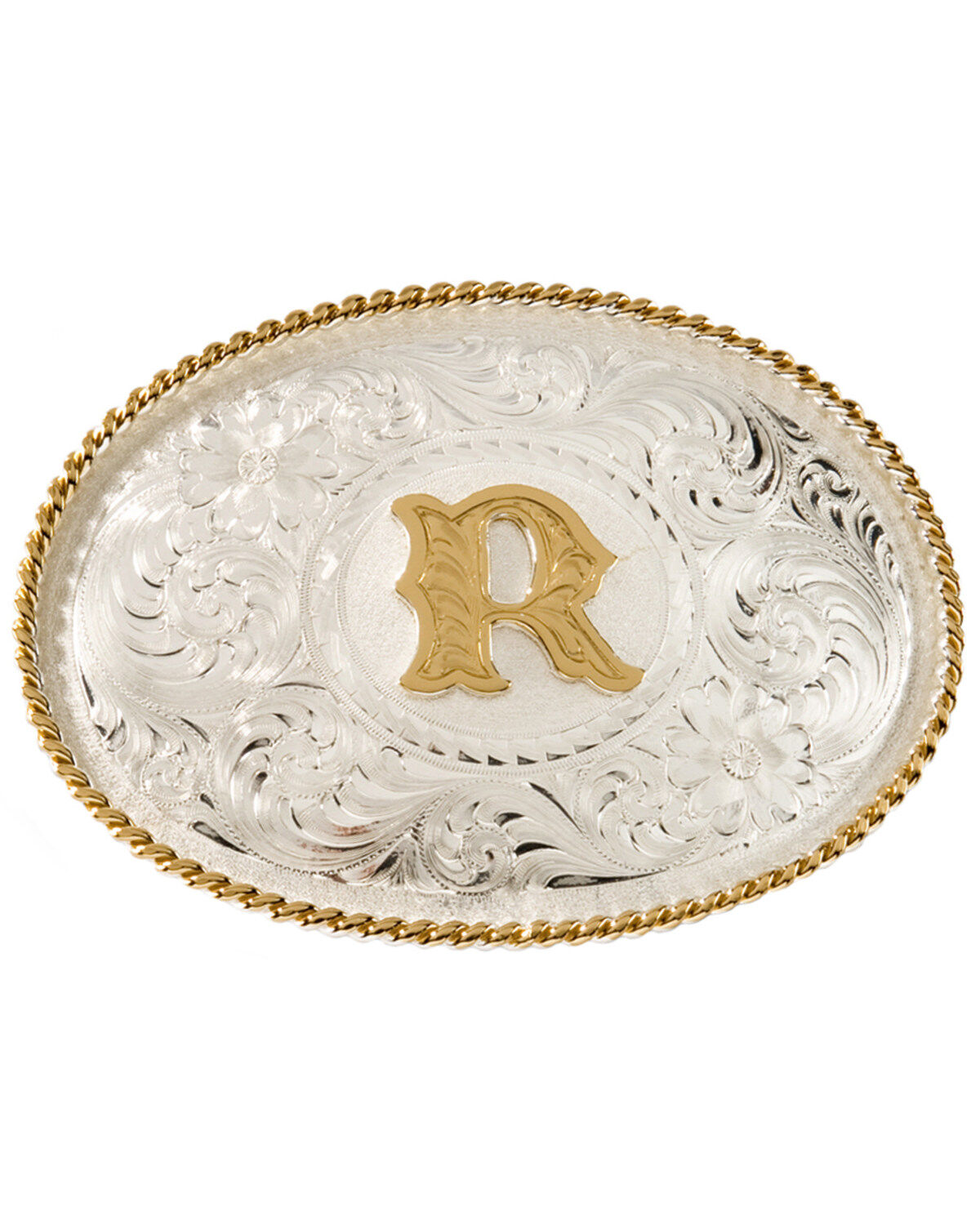 Image #1 - Montana Silversmiths Initial "R" Belt Buckle, Silver, hi-res