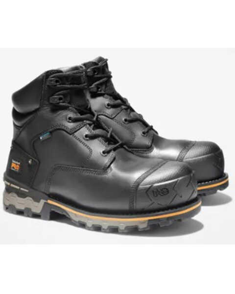 Image #1 - Timberland PRO Men's Boondock 6" Lace-Up Waterproof Work Boots - Composite Toe, Black, hi-res