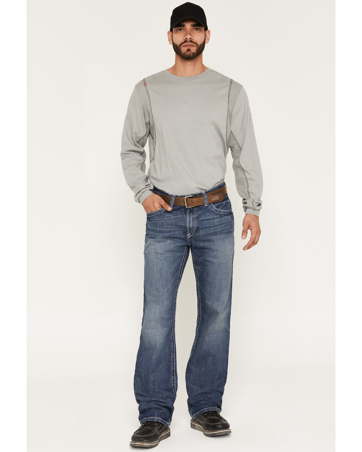 Image #1 - Ariat Men's Fire-Resistant M4 Ridgeline Boot Cut Work Jeans, Denim, hi-res