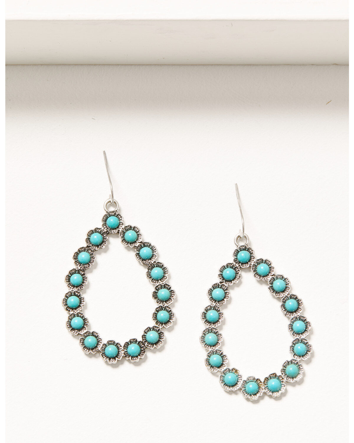 Shyanne Women's Silver Floral & Turquoise Beaded Dangle Earrings, Silver, hi-res