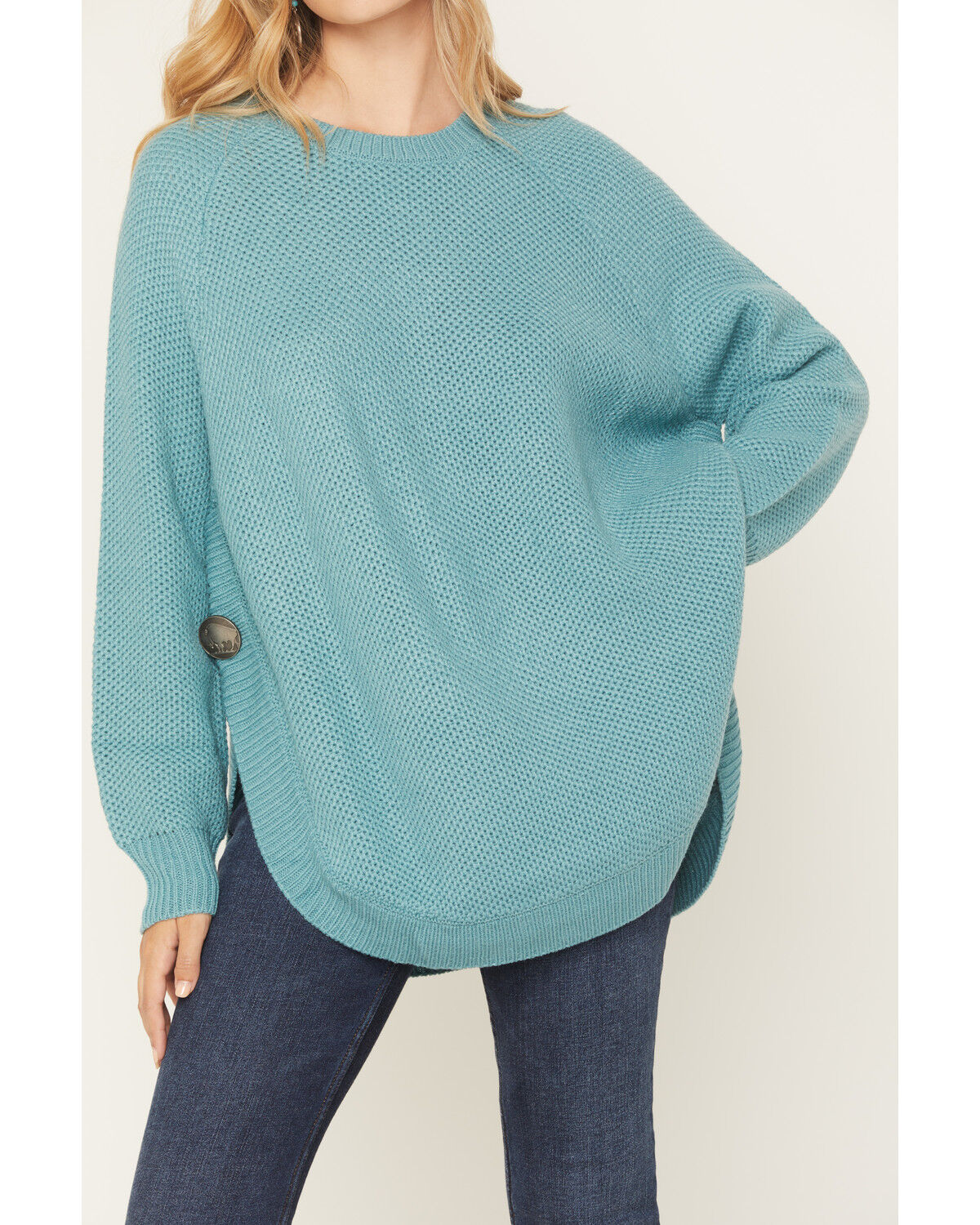 Image #3 - Cotton & Rye Women's Solid Sweater, Aqua, hi-res