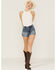 Image #1 - Cleo + Wolf Women's Vintage Carpenter Shorts, Dark Wash, hi-res