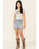 Image #1 - Rock & Roll Denim Girls' Light Wash Seamed Front Denim Skirt, Blue, hi-res