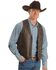 Image #1 - Scully Men's Whipstitch Leather Lapel Vest, Brown, hi-res