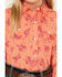 Image #3 - Wrangler Girls' Conversation Print Long Sleeve Pearl Snap Western Shirt , Orange, hi-res