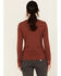 Image #4 - Lucky Brand Workwear Women's Ribbed Trim Long Sleeve Shirt, Brandy Brown, hi-res