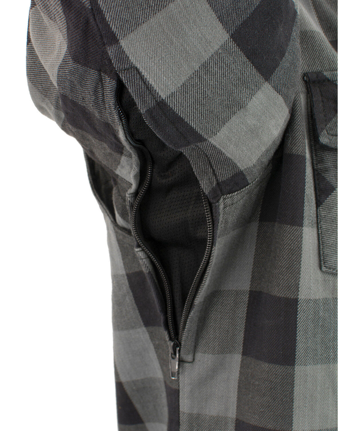 Image #4 - Milwaukee Performance Men's Aramid Checkered Plaid Biker Shirt, Dark Grey, hi-res