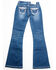 Image #2 - Shyanne Girls' Medium Wash Swirl Floral Embroidered Bootcut Jeans, Blue, hi-res