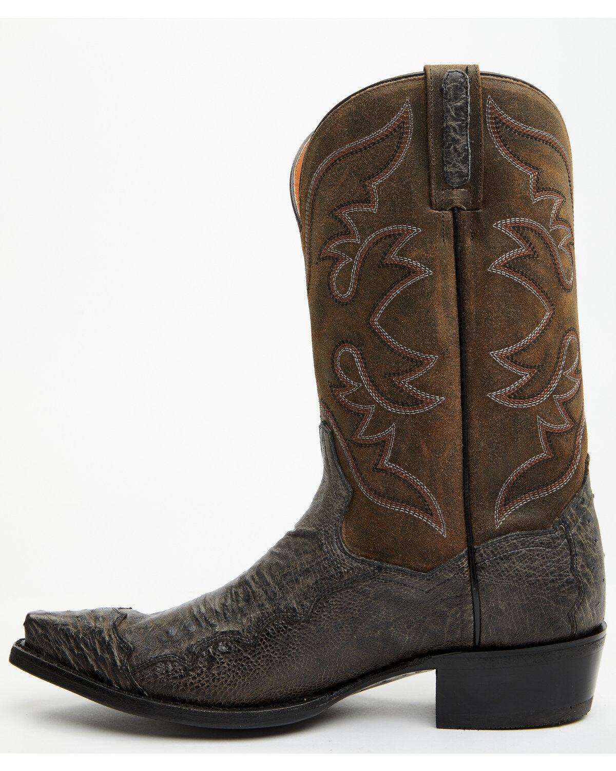 Image #3 - Dan Post Men's 12" Exotic Ostrich Western Boots - Snip Toe, Grey, hi-res