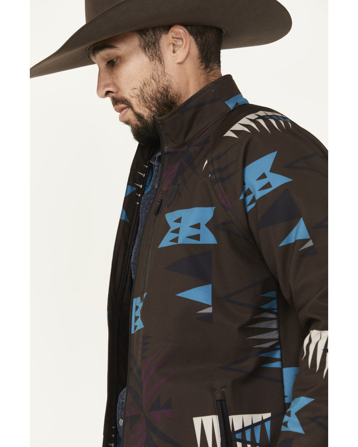 Image #2 - RANK 45&reg; Men's Southwestern Print Softshell Jacket, Chocolate, hi-res
