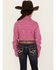 Image #4 - Shyanne Girls' Ditsy Floral Print Long Sleeve Western Pearl Snap Shirt, Fuchsia, hi-res