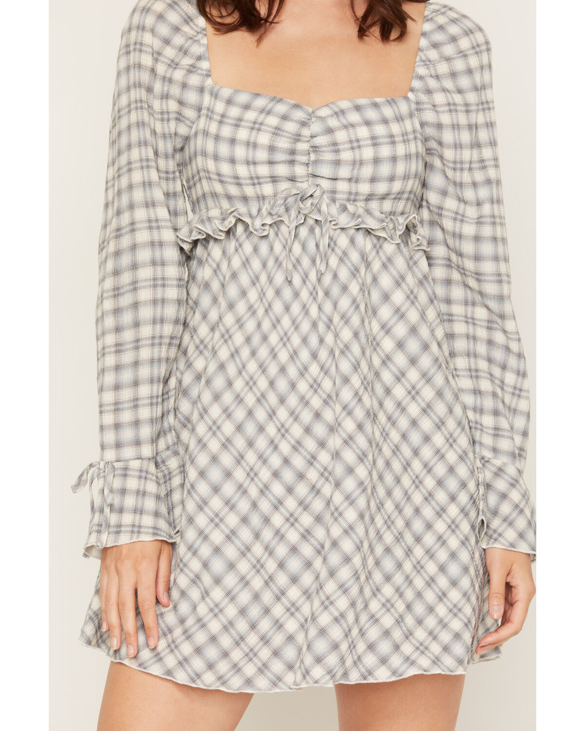 Image #3 - Cleo + Wolf Women's Plaid Print Ruffle Long Sleeve Mini Dress, Blue, hi-res