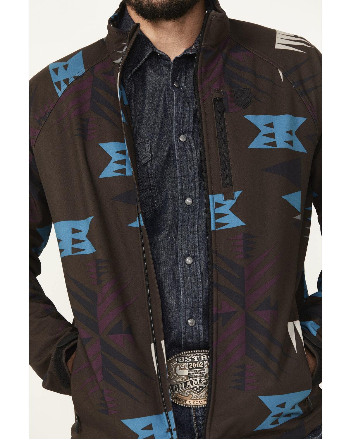 Image #3 - RANK 45&reg; Men's Southwestern Print Softshell Jacket, Chocolate, hi-res