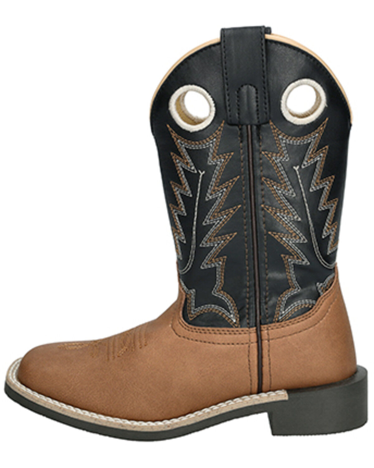 Image #3 - Smoky Mountain Boys' El Paso Western Boots - Broad Square Toe, Black/brown, hi-res