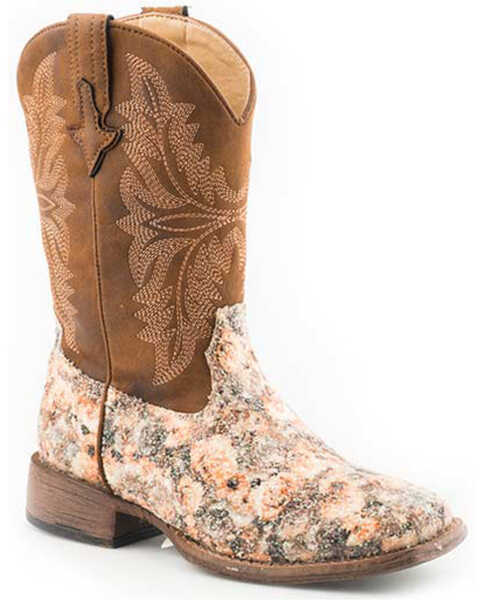Image #1 - Roper Girls' Claire Western Boots - Square Toe, Brown, hi-res
