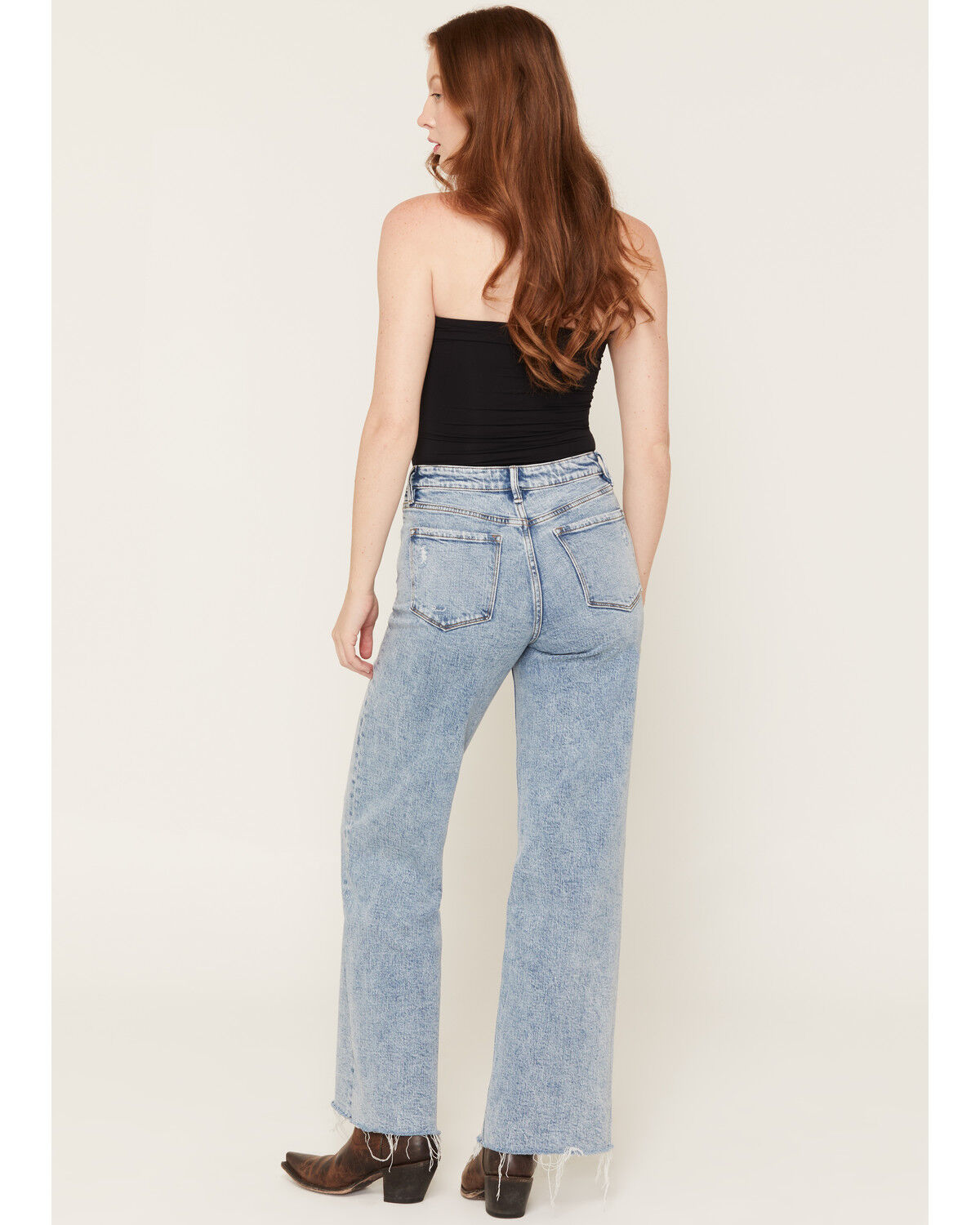 Image #3 - Flying Monkey Women's Medium Wash High Rise Wide Leg Stretch Denim Jeans, Medium Wash, hi-res