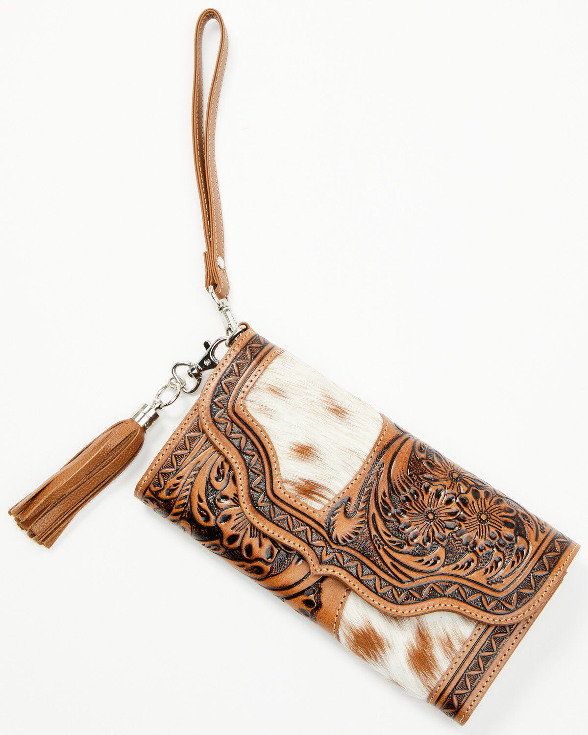 Shyanne Women's Brazos Bluff Hand-Tooled Wallet, Brown, hi-res