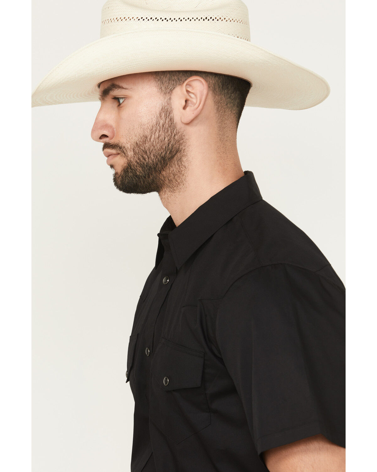 Image #2 - Gibson Men's Solid Short Sleeve Western Shirt - Tall, Black, hi-res