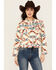 Image #2 - Wrangler Women's Southwestern Print Cropped Denim Jacket , Cream, hi-res