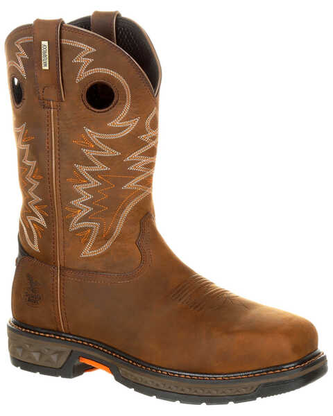 Image #1 - Georgia Boot Men's Carbo-Tec LT Waterproof Western Work Boots - Alloy Toe, Brown, hi-res