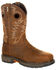 Image #1 - Georgia Boot Men's Carbo-Tec LT Waterproof Western Work Boots - Alloy Toe, Brown, hi-res