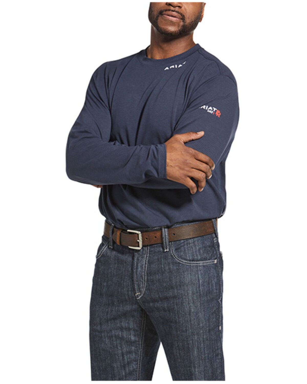 Image #1 - Ariat Men's Navy FR Base Layer Long Sleeve Work T-Shirt - Big & Tall, Navy, hi-res