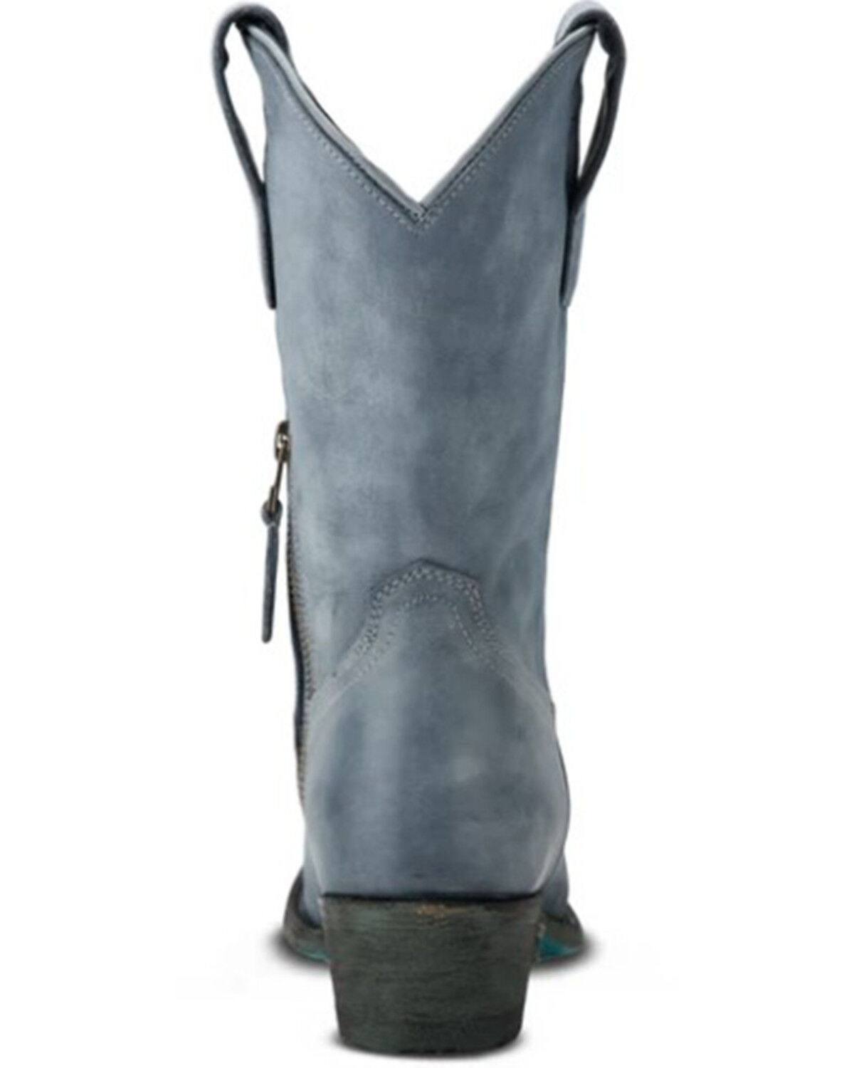 Image #5 - Lane Women's Plain Jane Washed Denim Midi Western Boots - Round Toe, Blue, hi-res