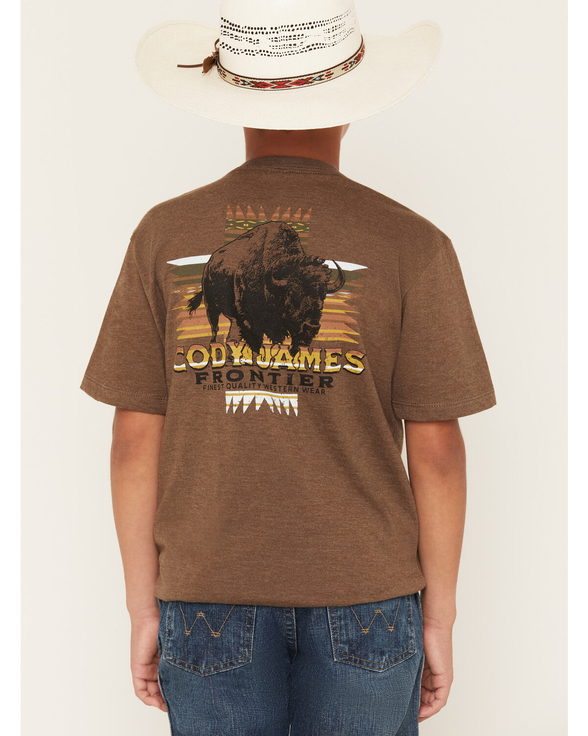 Image #1 - Cody James Boys' Frontier Bison Short Sleeve Graphic T-Shirt, Brown, hi-res