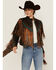 Image #1 - Scully Women's Fringe Studded Leather Jacket, Brown, hi-res