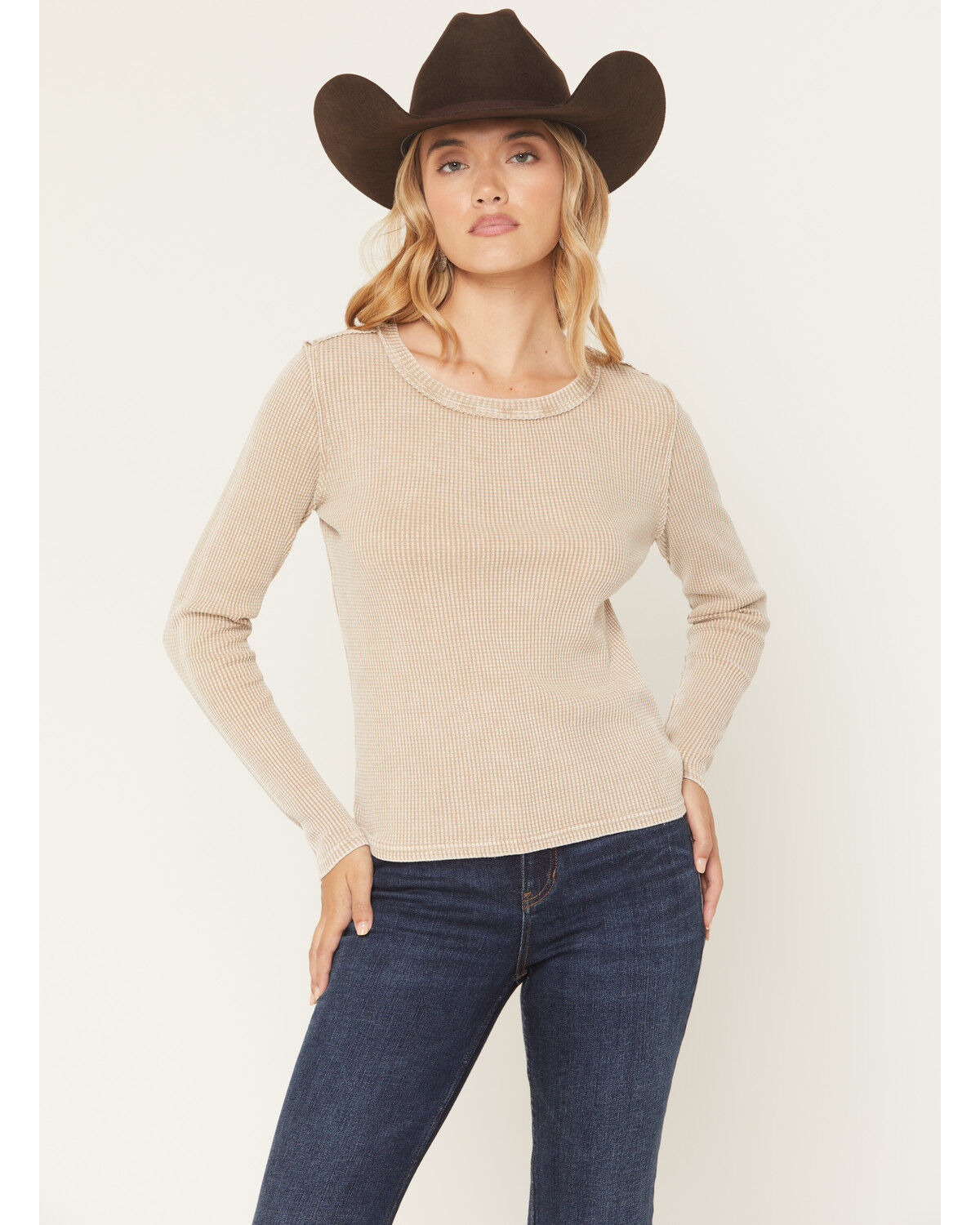 White Crow Women's Solid Long Sleeve Thermal Shirt, Tan, hi-res