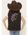 Image #1 - Cowgirl Hardware Girls' Blaze Horse Quilted Vest, Black, hi-res
