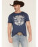 Image #1 - Cody James Men's Ornate Steerhead Skull Short Sleeve Graphic T-Shirt, Blue, hi-res