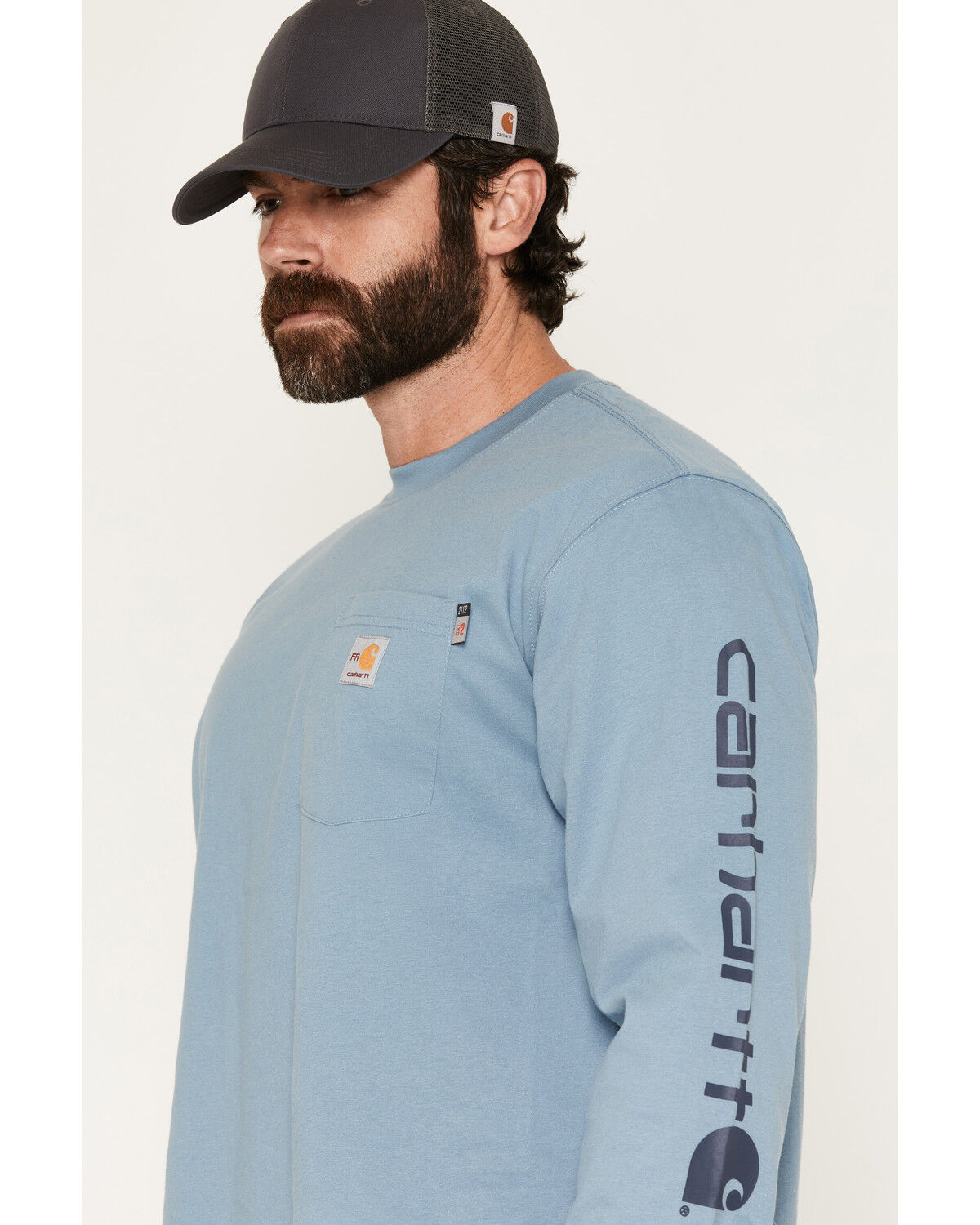 Image #2 - Carhartt Men's FR Force Irvine Loose Fit Logo Long Sleeve Graphic Work T-Shirt, Blue, hi-res