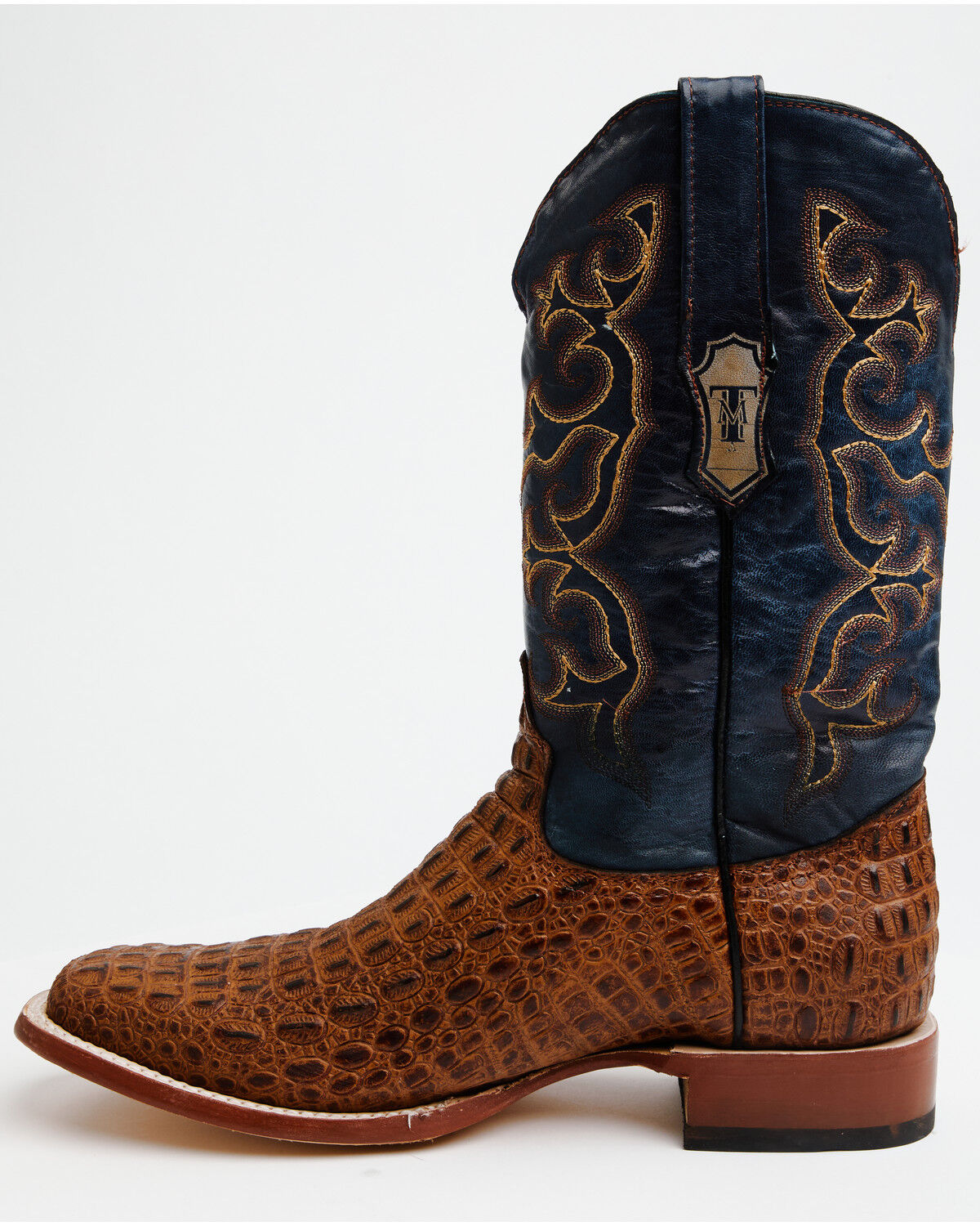 Image #3 - Tanner Mark Men's Ridgeback Caiman Print Western Boots - Broad Square Toe, Cognac, hi-res