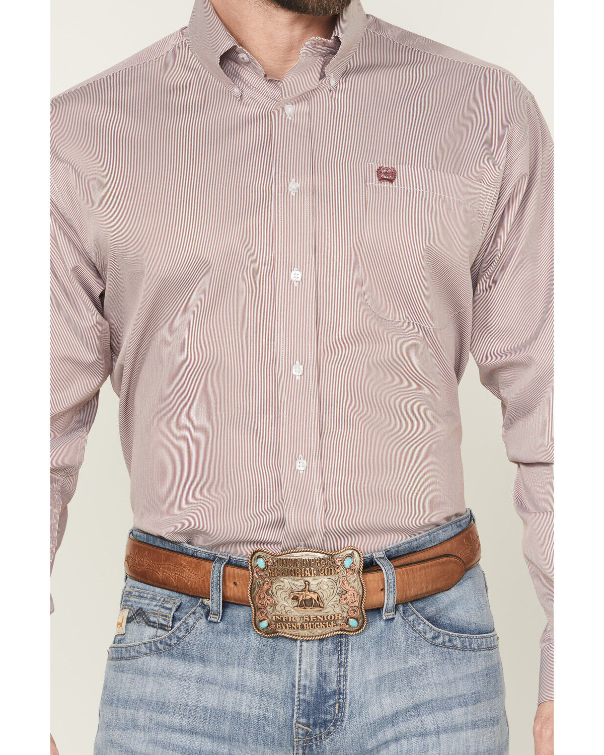 Image #3 - Cinch Men's Striped Print Tencel Long Sleeve Button-Down Western Shirt, Pink, hi-res