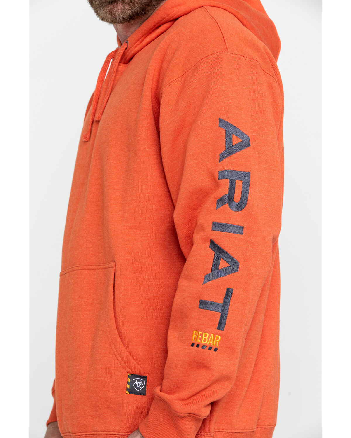 Image #4 - Ariat Men's Volcanic Heather Rebar Graphic Hooded Work Sweatshirt - Big & Tall, Heather Orange, hi-res