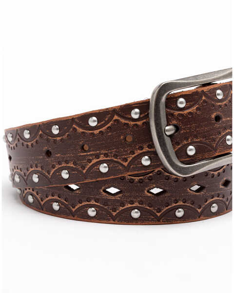 Image #4 - Shyanne Women's Embossed Studded Belt, Brown, hi-res